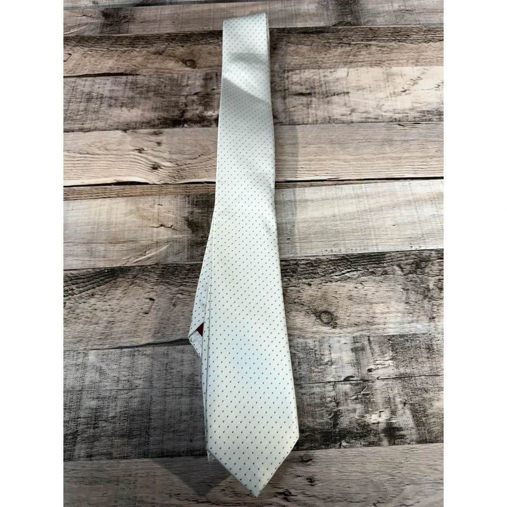 Alfani‎ White Men Tie Black Dots 100% Polyester